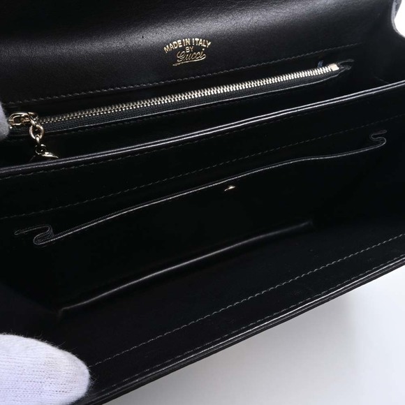 Gucci Leather Embossed Double Handbag Black - Picture 5 of 9